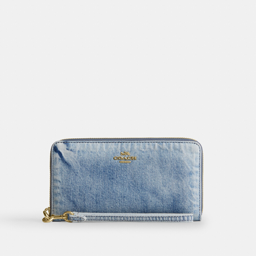 Coach Outlet Long Zip Around Wallet In Loved Denim